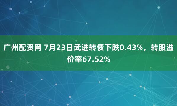 广州配资网 7月23日武进转债下跌0.43%，转股溢价率67.52%