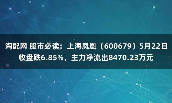 淘配网 股市必读：上海凤凰（600679）5月22日收盘跌6.85%，主力净流出8470.23万元